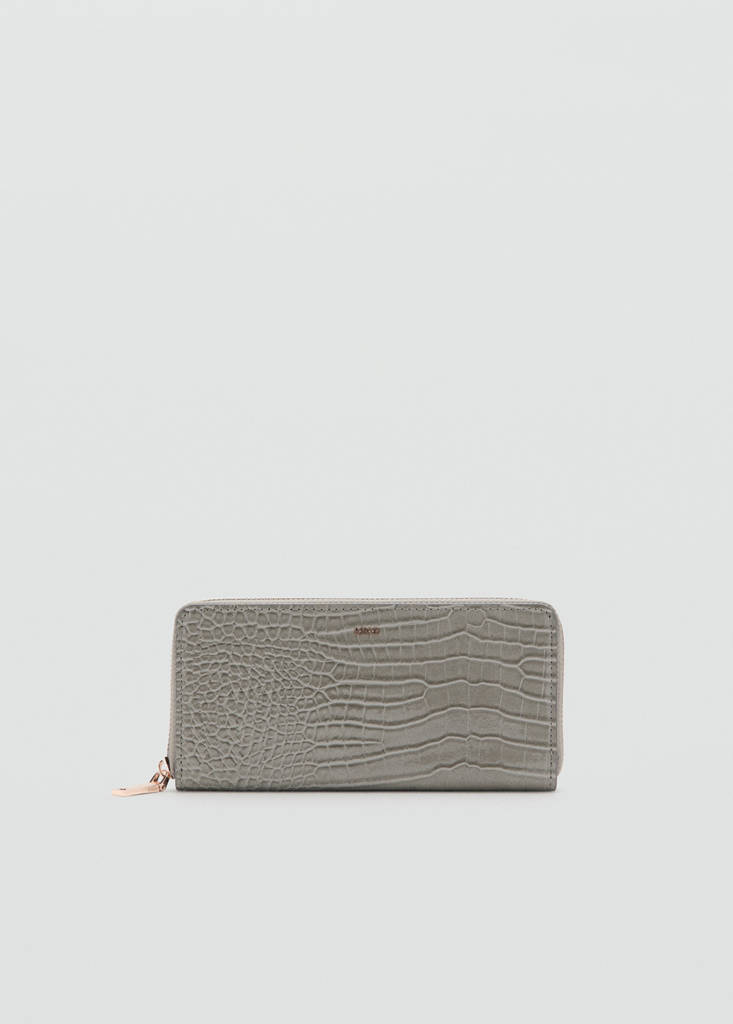 Large croc-effect wallet — Grey
