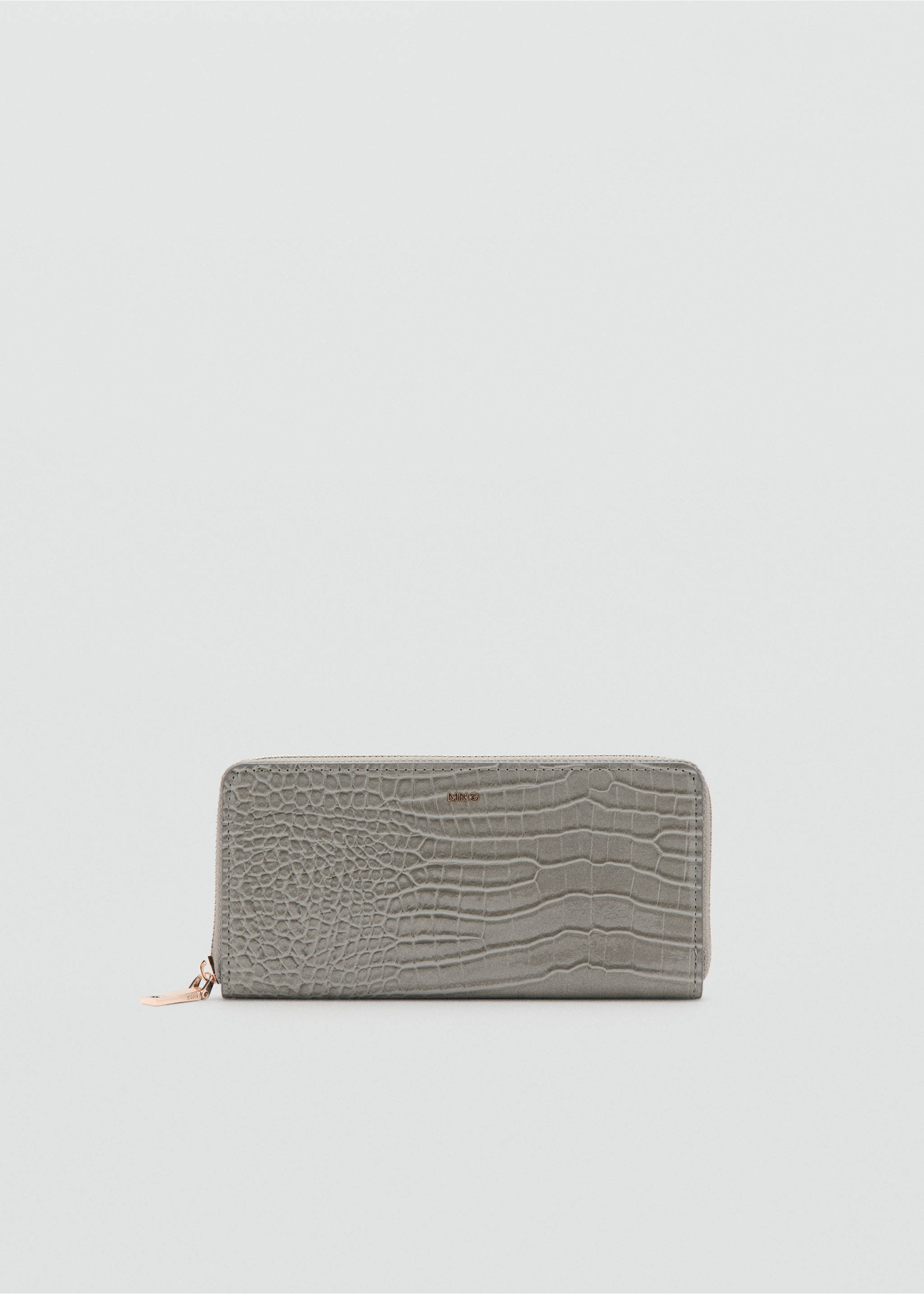 Large croc-effect wallet - Article without model, Grey. Ref: 37041512-00.