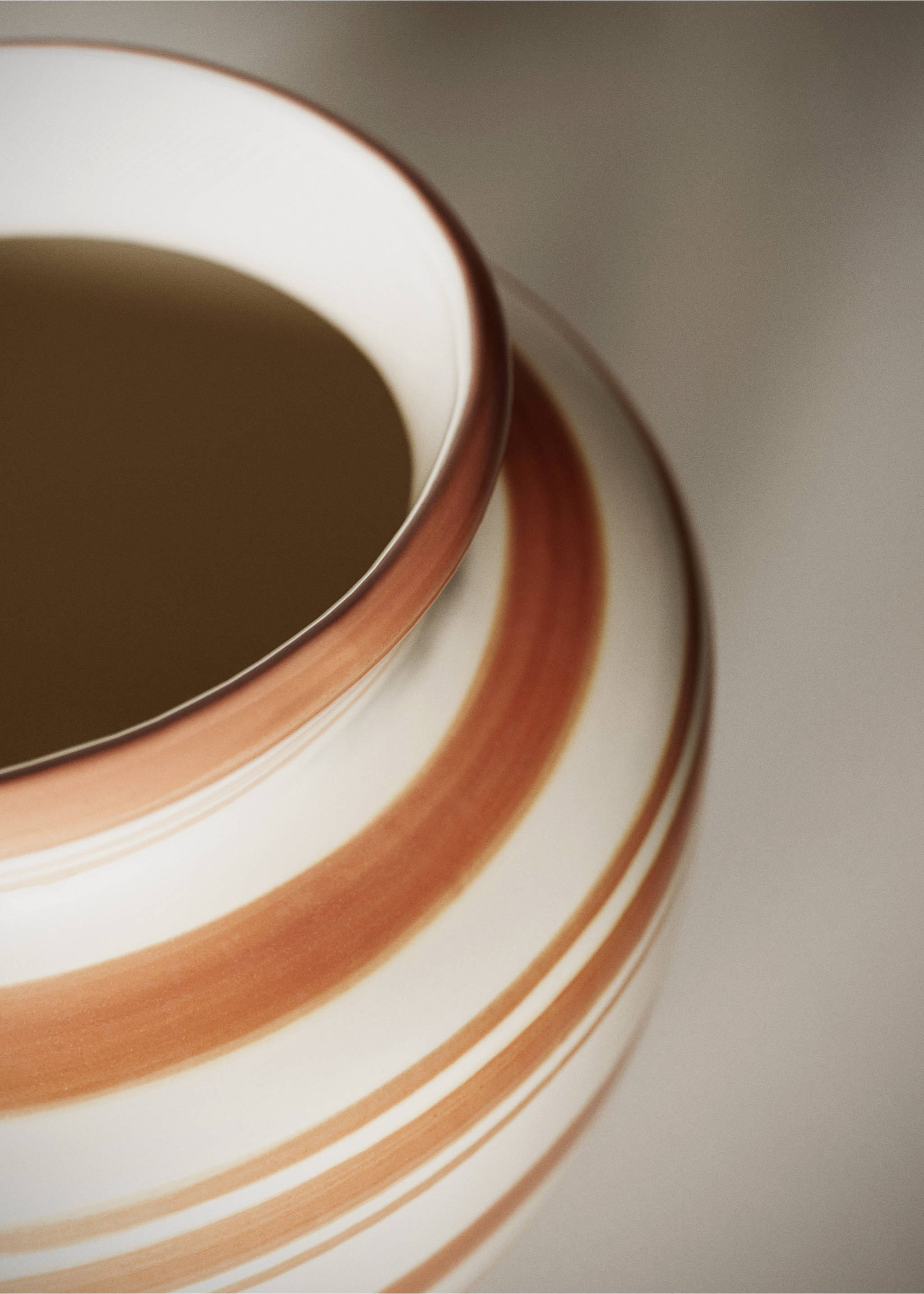 100% earthenware ceramic vase with multistripes - General plane, Caramel. Ref: 37041516-00.