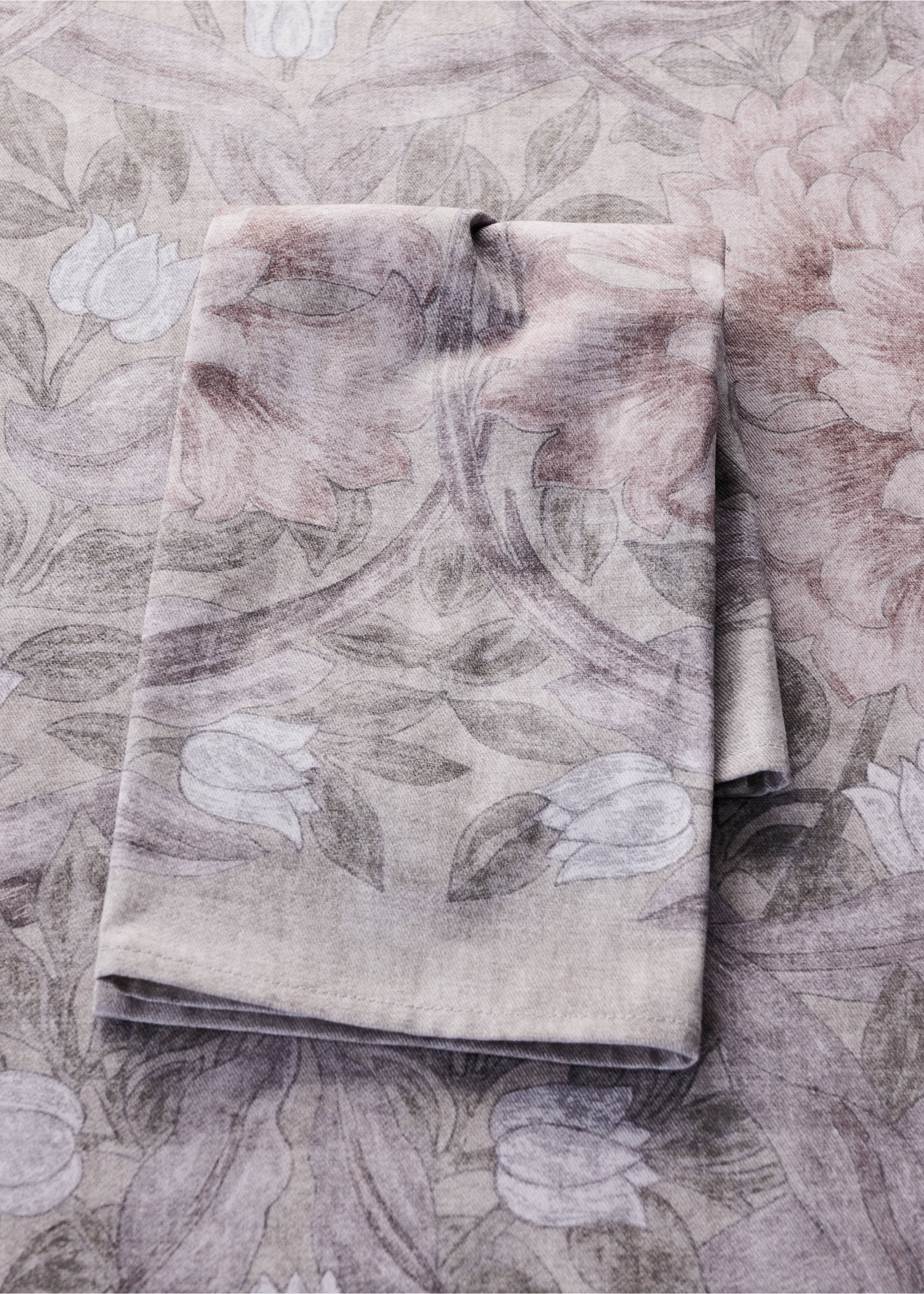 Servietten mit Blumenprint 45 x 45 cm - Allgemeine Ansicht, Grau. Ref: 37041519-00.