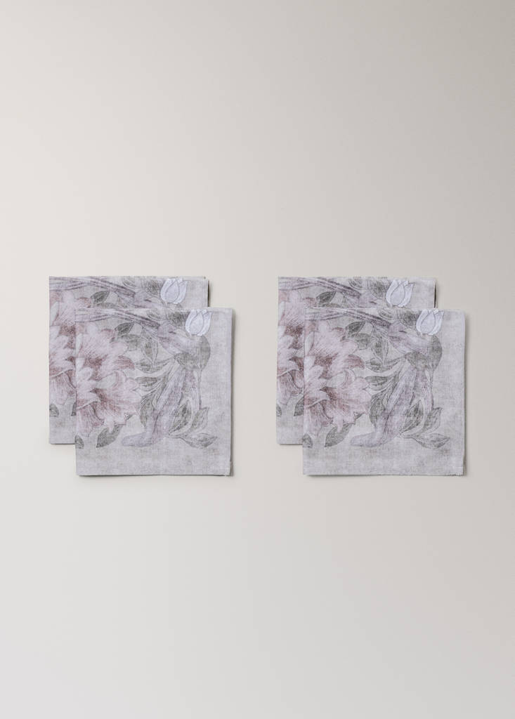 Floral-print napkins 45x45cm — Grey