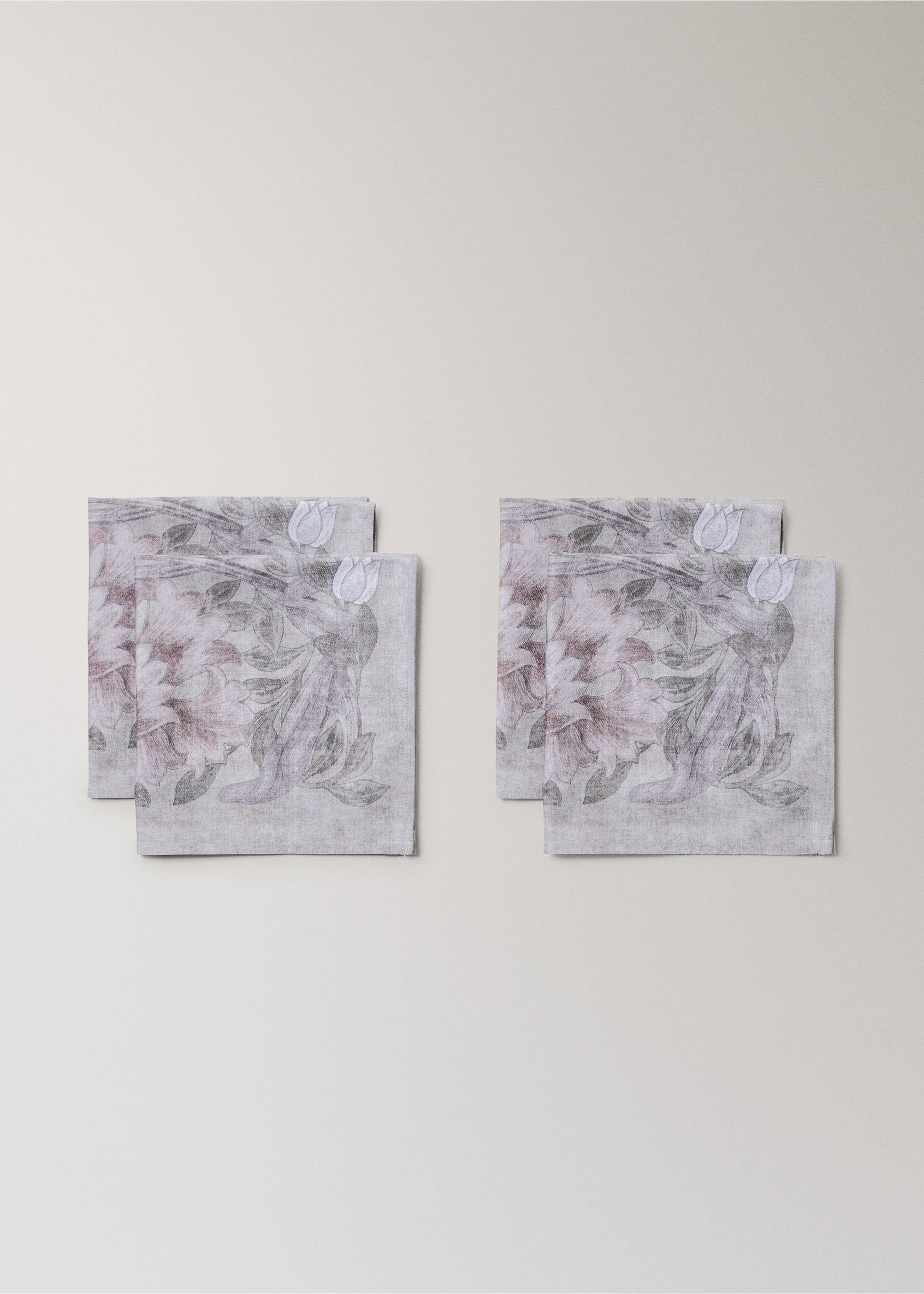 Servietten mit Blumenprint 45 x 45 cm - Detail des Artikels 1, Grau. Ref: 37041519-00.