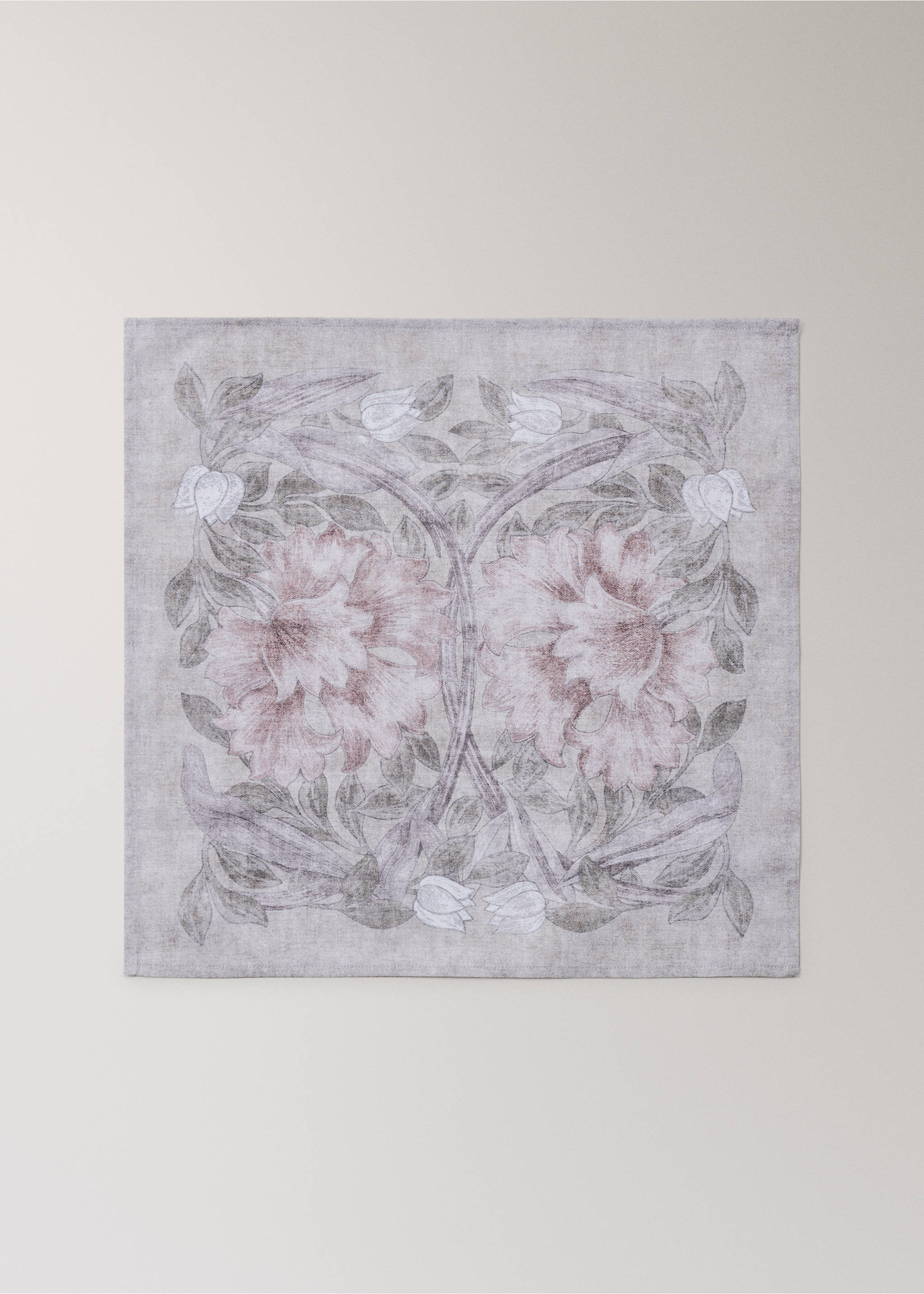 Servietten mit Blumenprint 45 x 45 cm - Artikel ohne Model, Grau. Ref: 37041519-00.