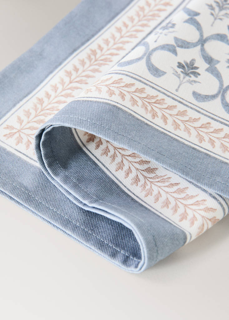 Lattice print cotton napkins — Blue