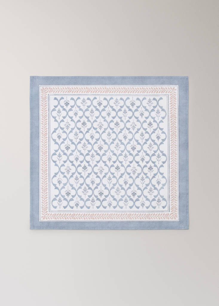 Lattice print cotton napkins — Blue