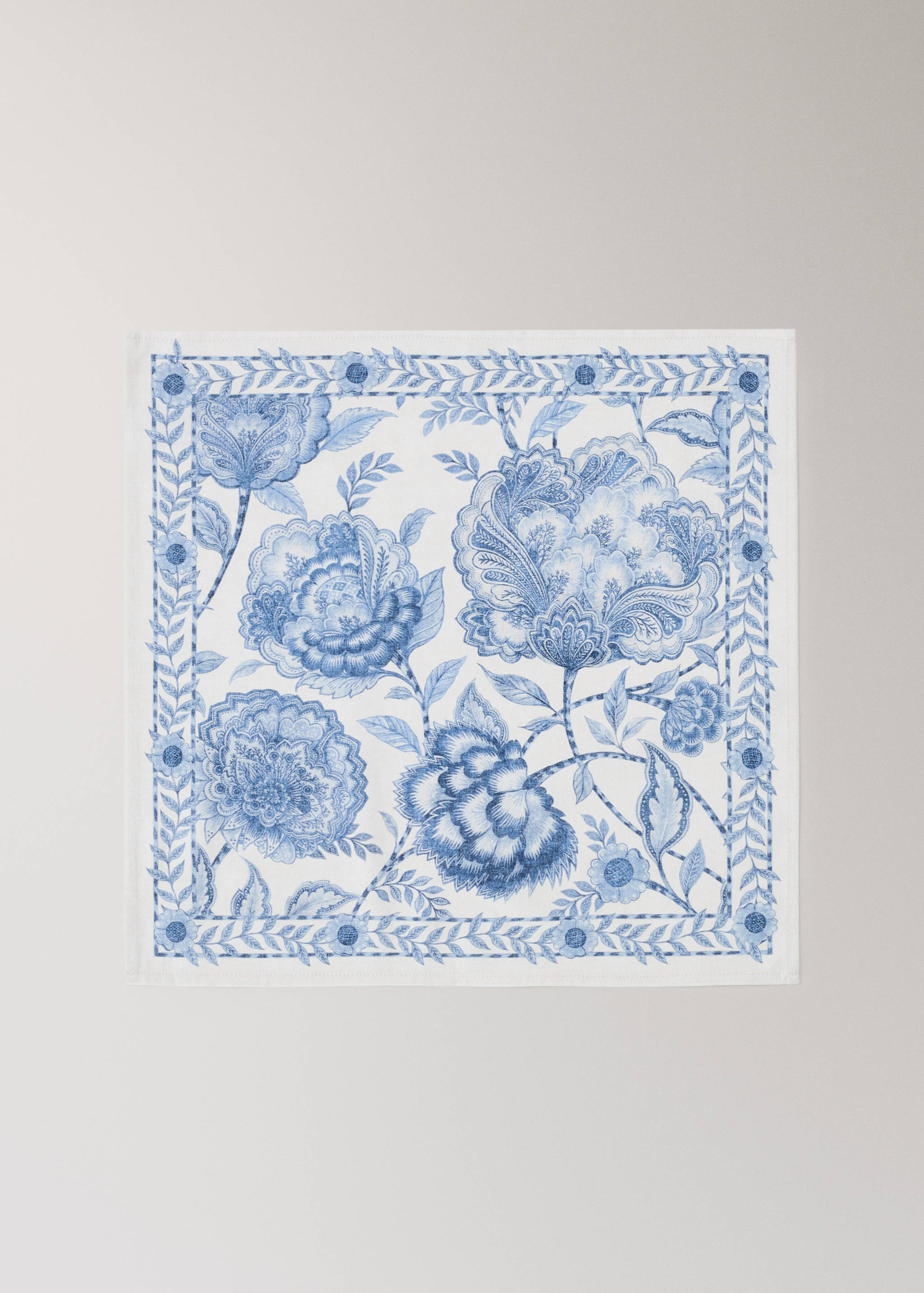 Pack de 4 serviettes de table coton imprimé fleuri - Article sans modèle