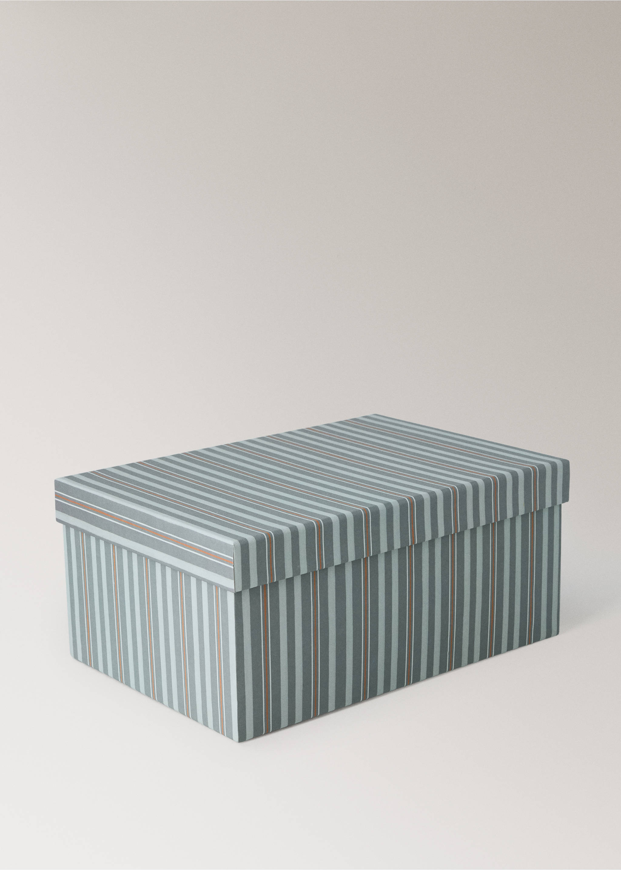 Caja de almacenaje a rayas en azul y gris con tapa a juego., Verde bosque. Ref: 37041522-00.