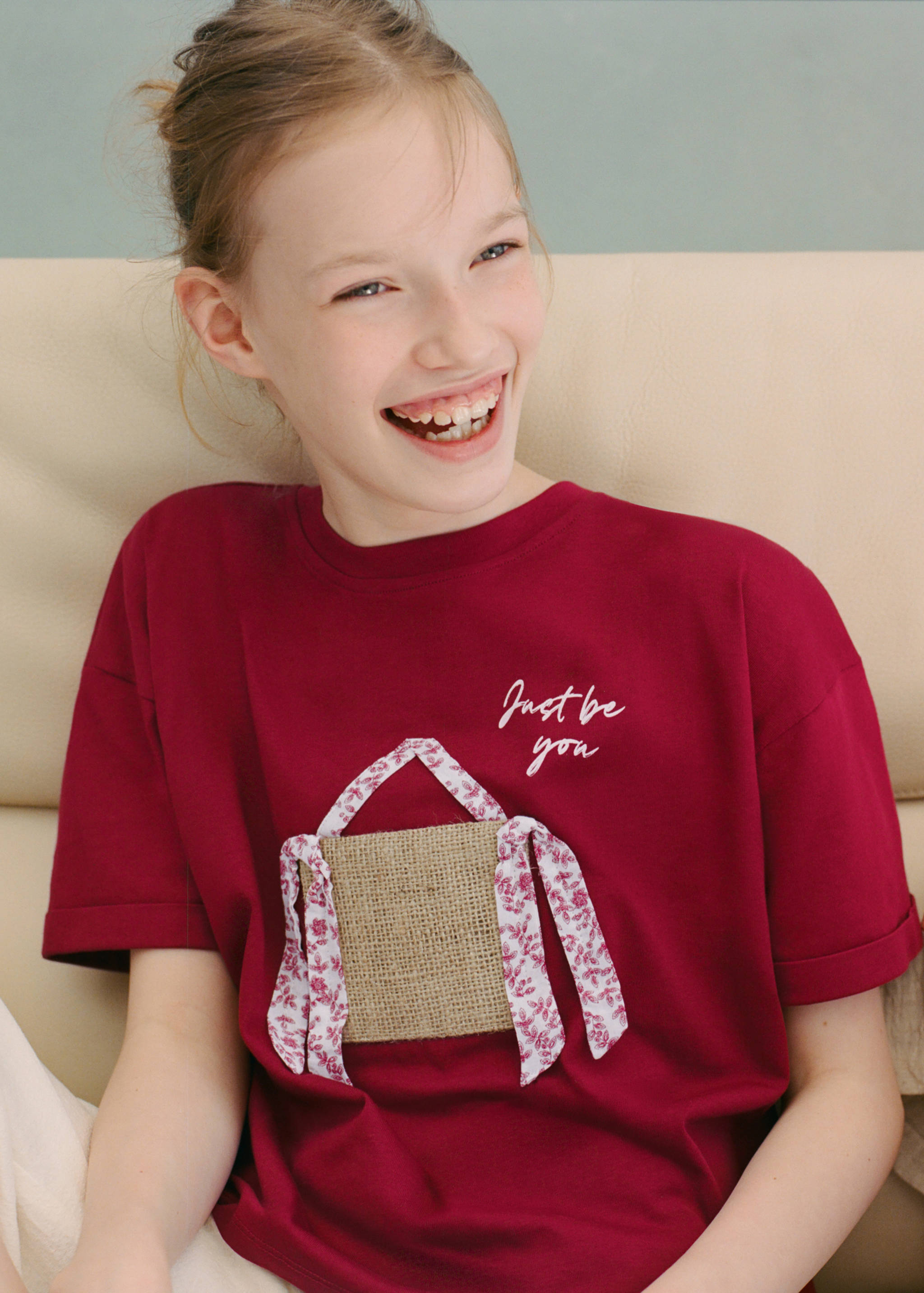 Camiseta algodón detalle en relieve - Plano general