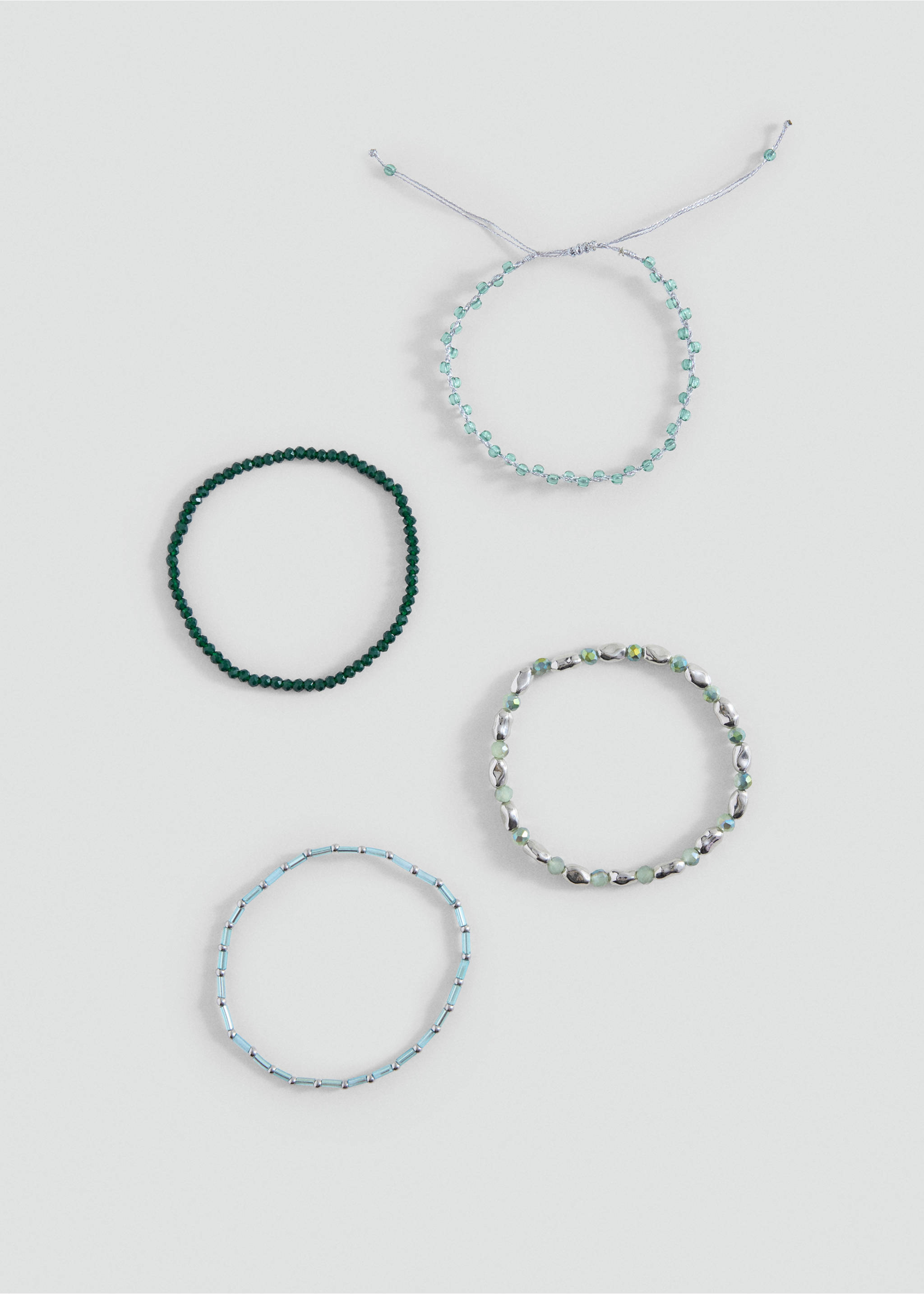 Set of 4 combined bracelets - Medium plane, Green. Ref: 37041539-00.