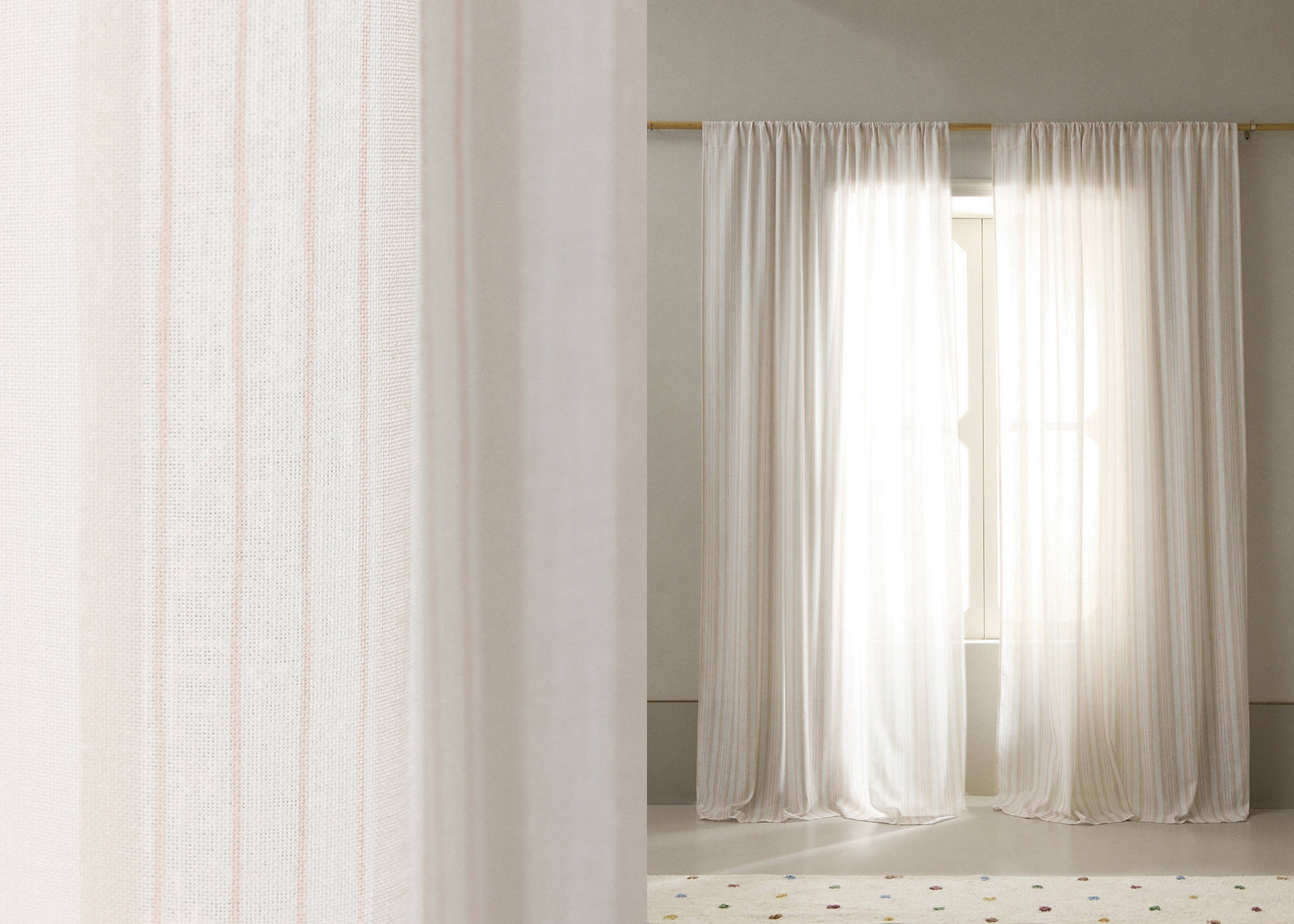 Printed striped cotton curtain - Panoramic plane