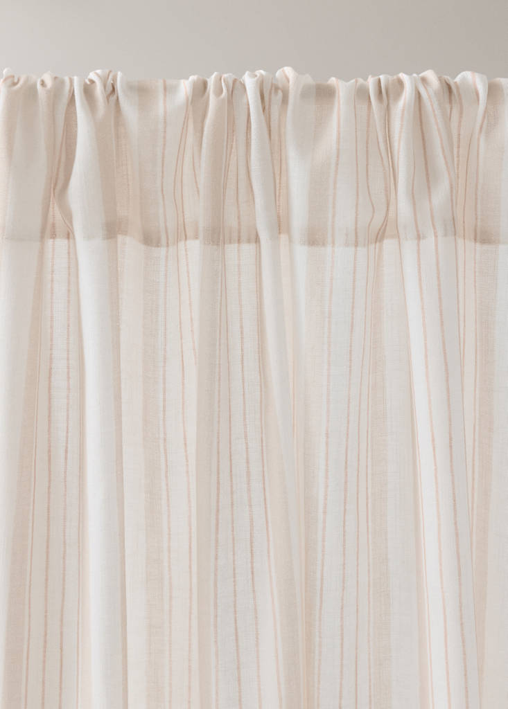 Printed striped cotton curtain — Nude