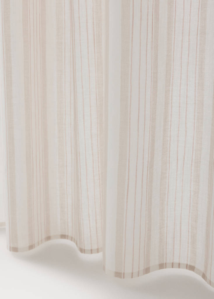 Printed striped cotton curtain — Nude