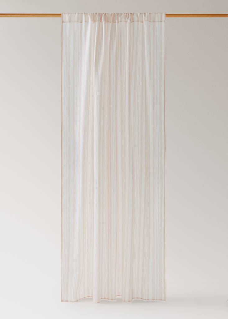 Printed striped cotton curtain — Nude