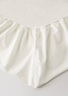 Washed cotton fitted sheet for a 90 cm bed — Off White 1