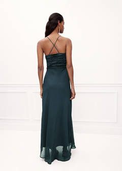 Strappy dress with gathered panel — Charcoal 5