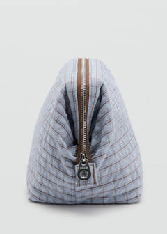 Checked cotton wash bag — Blue 3