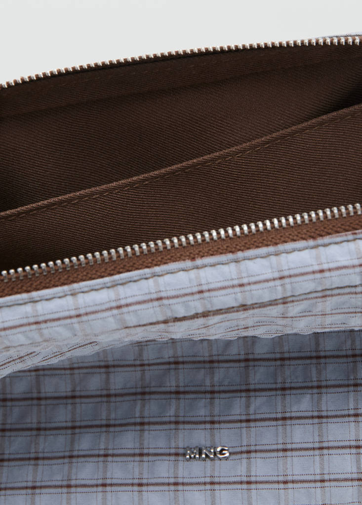 Checked cotton wash bag - thumbnail 4