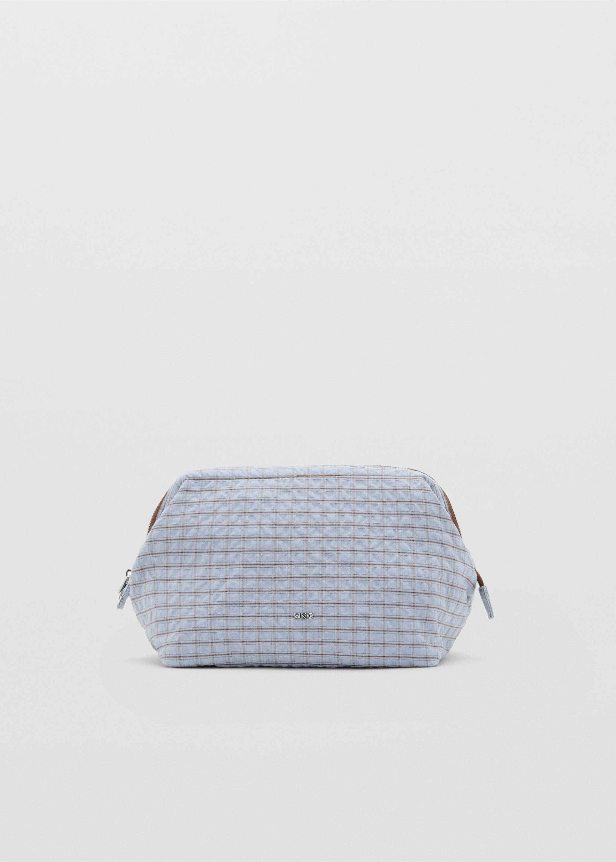 Checked cotton blend wash bag - Article without model, Blue. Ref: 37042009-00.