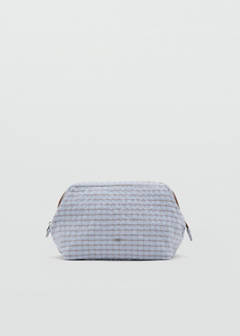 Checked cotton wash bag — Blue 1