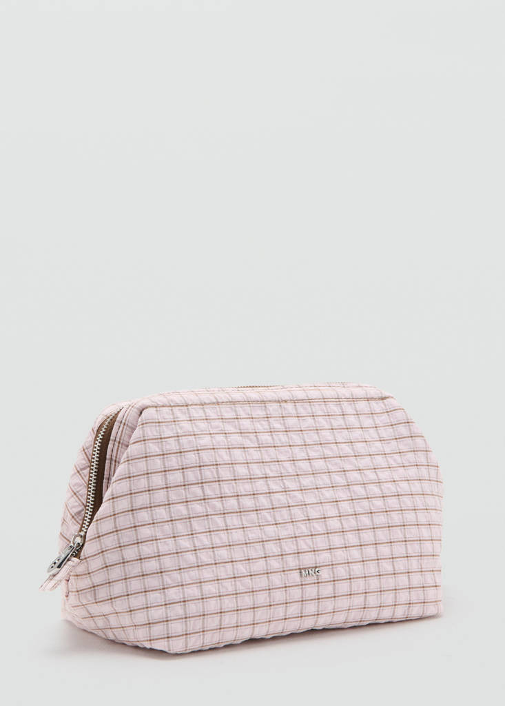 Checked cotton wash bag - thumbnail 5