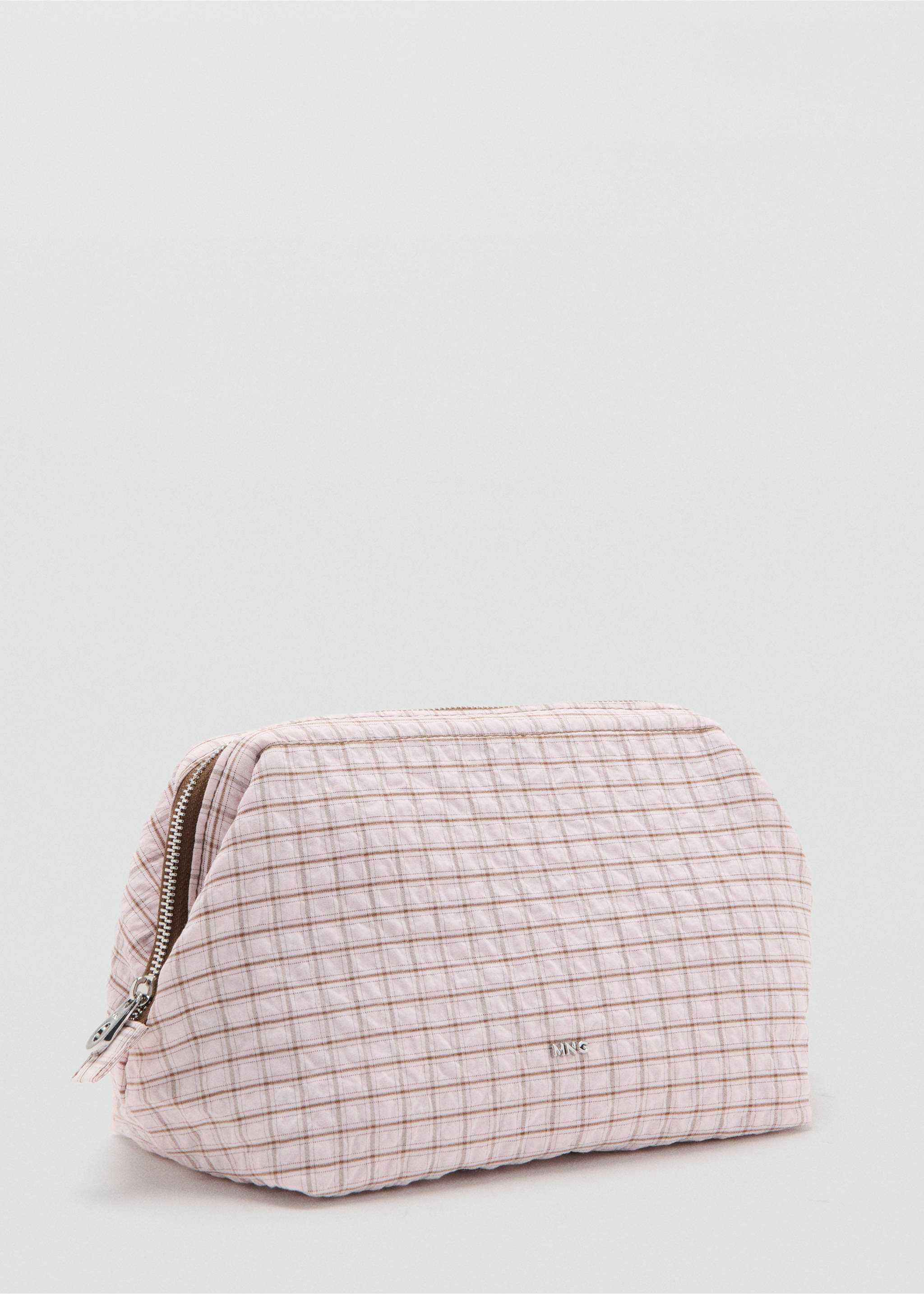 Checked cotton blend wash bag - Medium plane, Pink. Ref: 37042009-00.