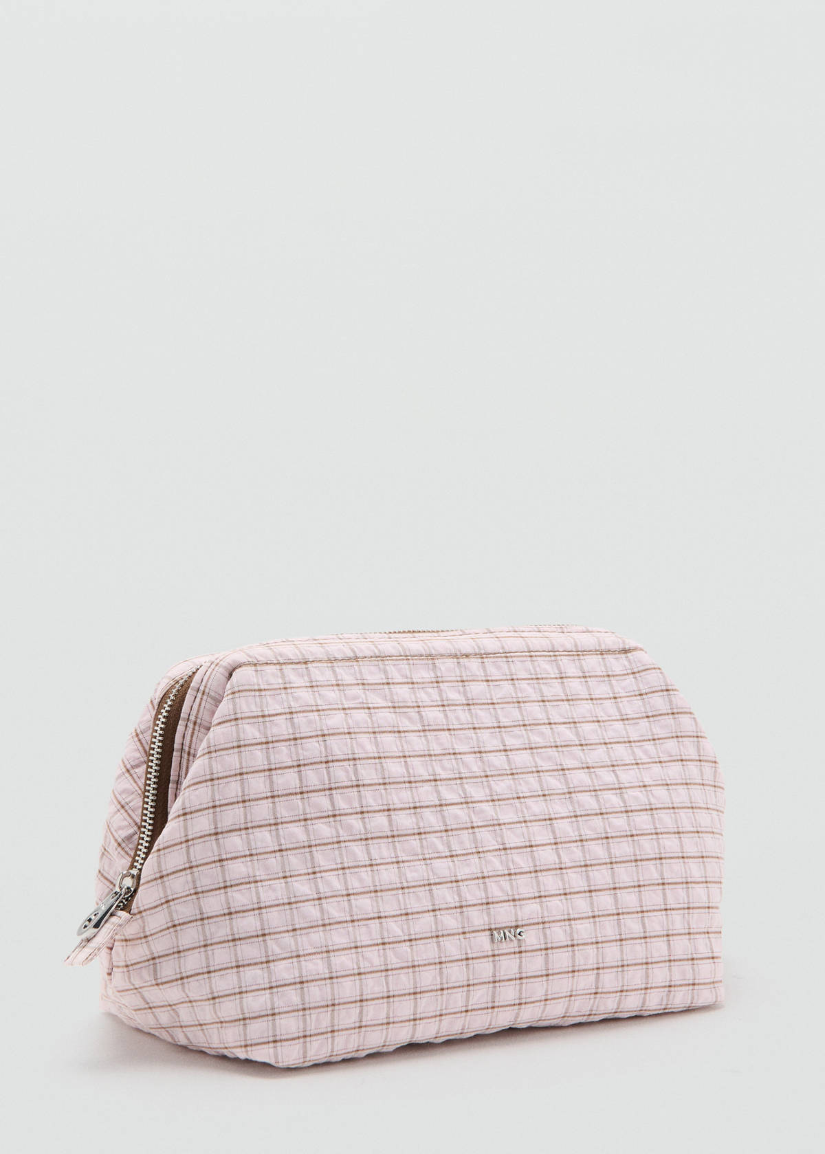 Checked cotton wash bag — Pink