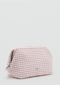 Checked cotton wash bag — Pink 2