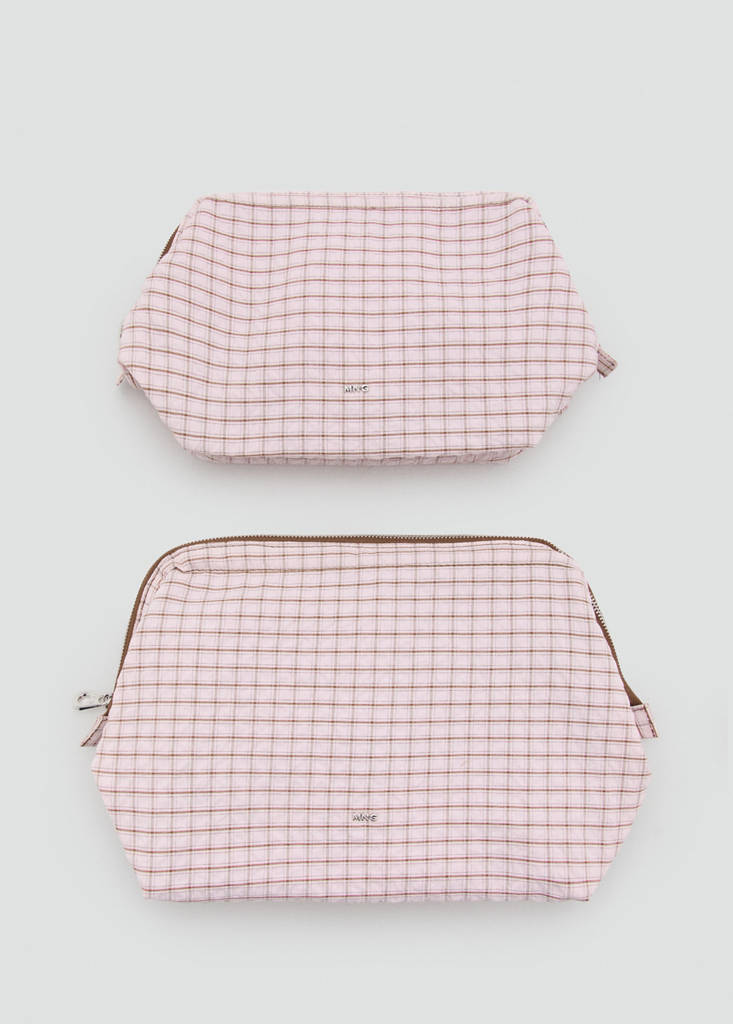 Checked cotton wash bag - thumbnail 9