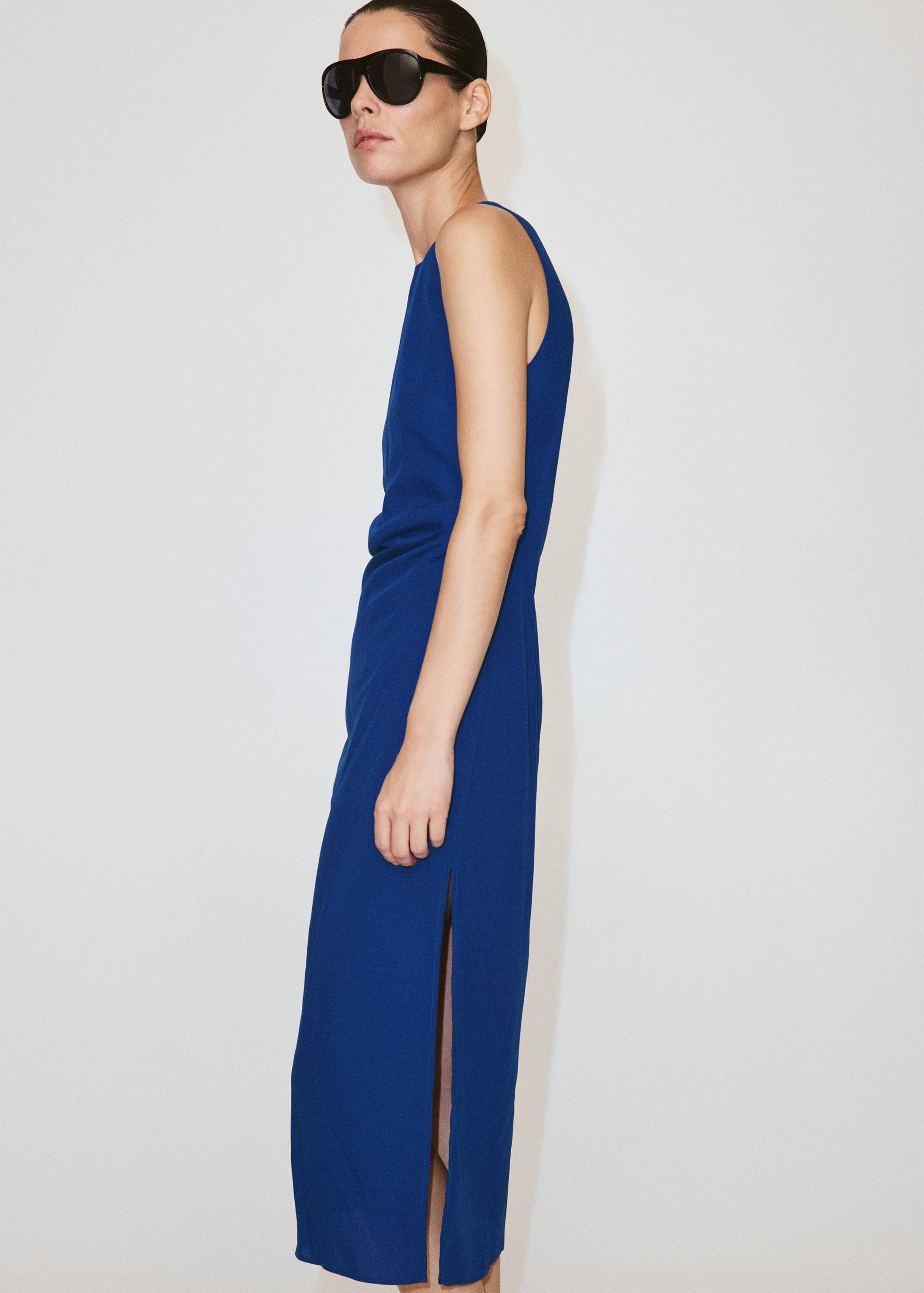 Side ruched dress with tie detail - Medium plane