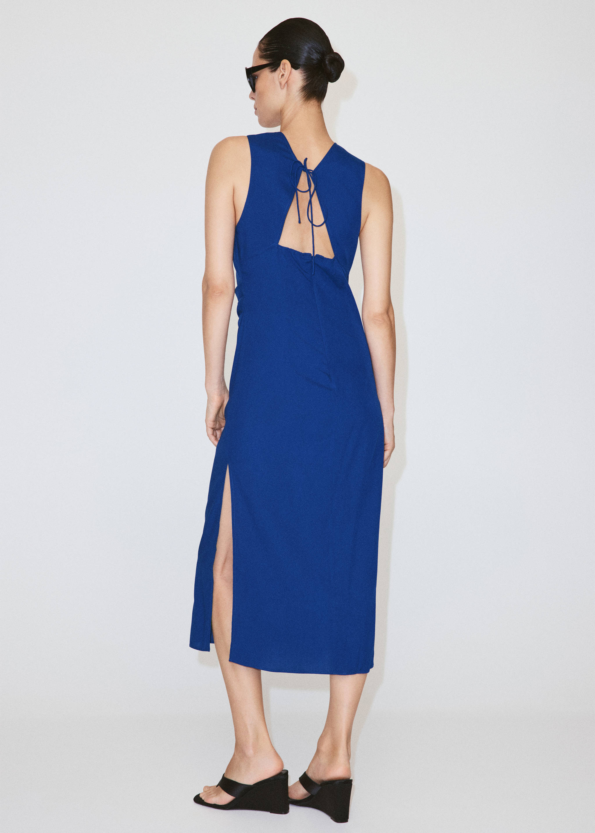 Side ruched dress with tie detail - Reverse of the article