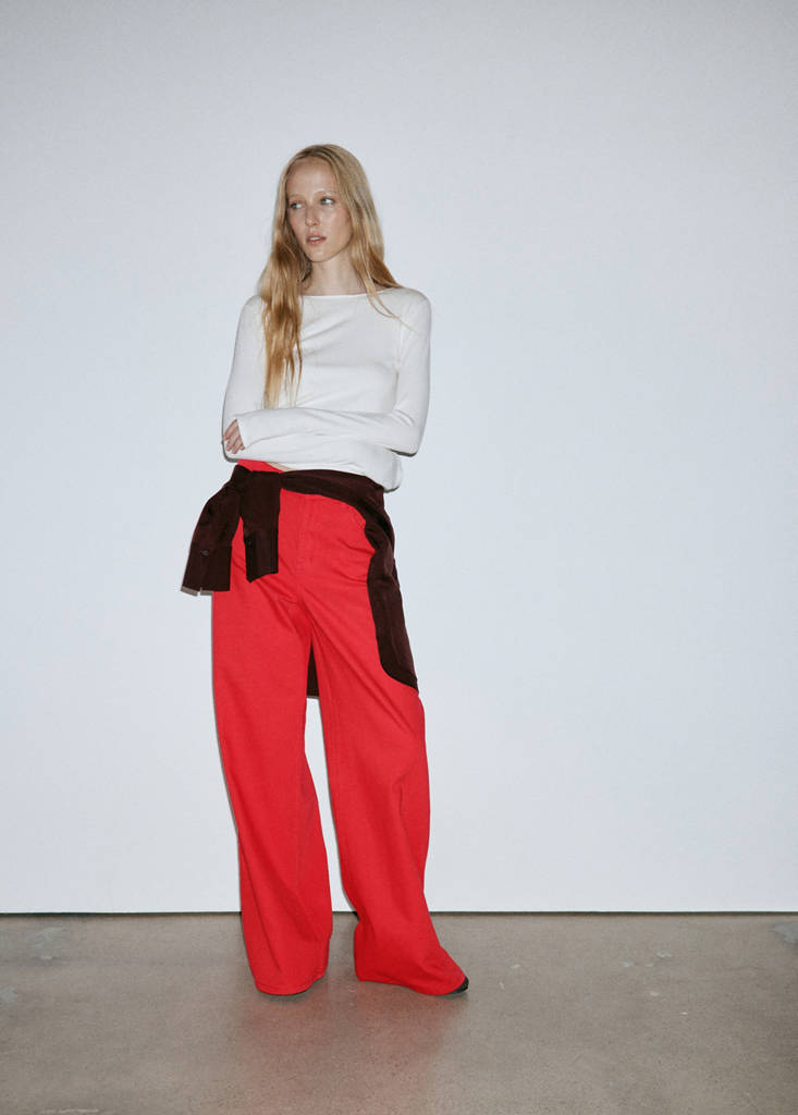 Low-rise wideleg jeans — Red