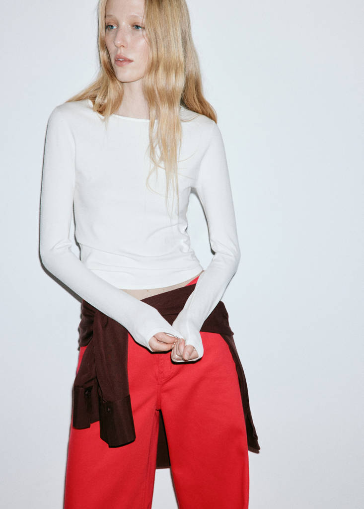 Low-rise wideleg jeans — Red