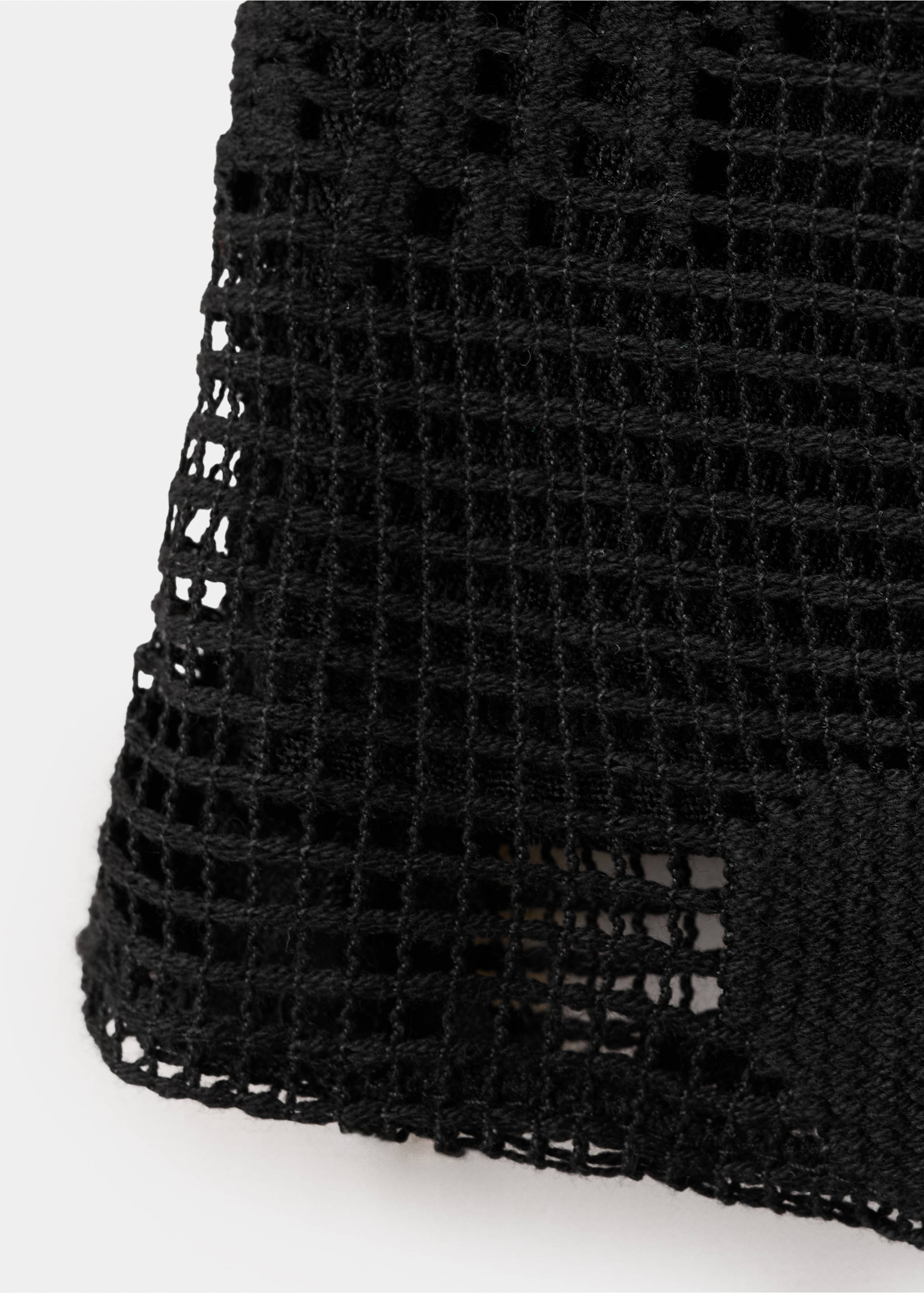 Asymmetrical top with floral embroidery - Details of the article 8, Black. Ref: 37042528-00.