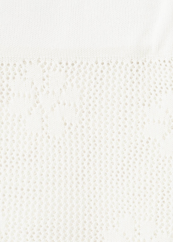 Semi-transparent floral crochet skirt — White