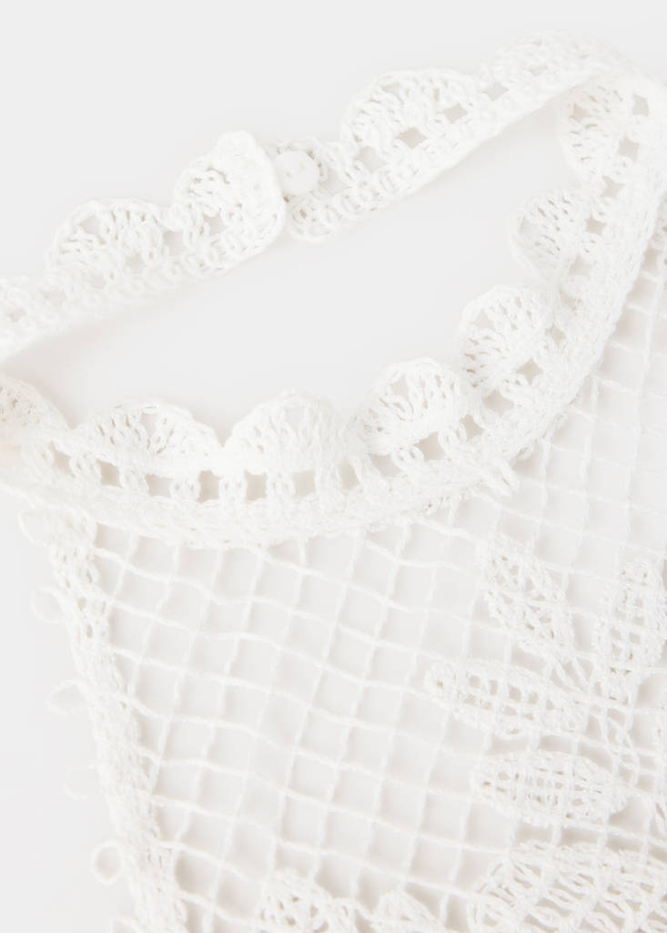 Floral crochet dress — White