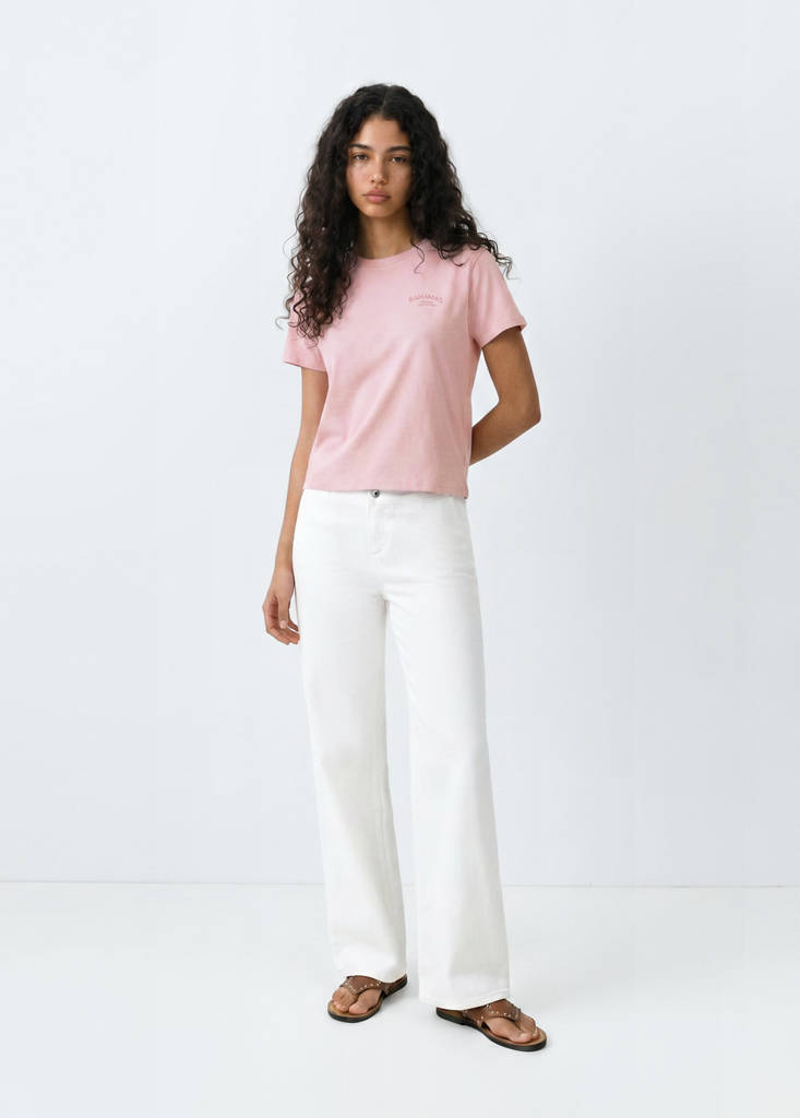 Printed cotton-blend t-shirt — Pastel Pink