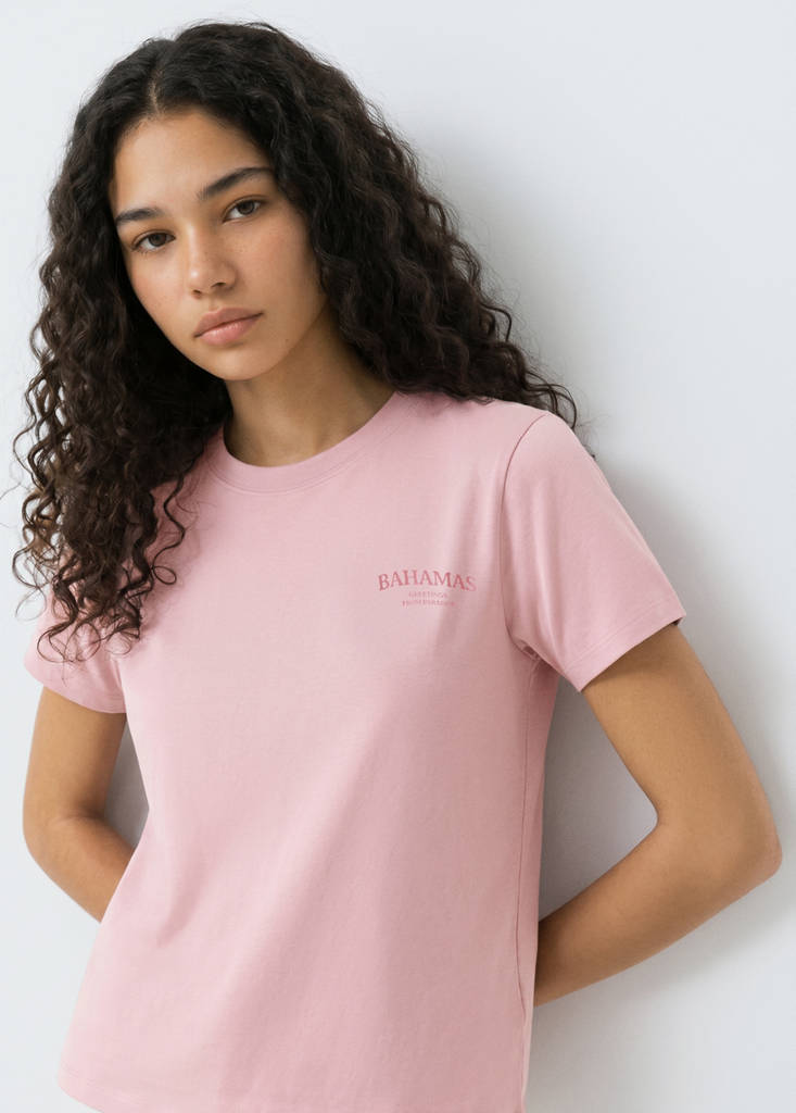 Printed cotton-blend t-shirt — Pastel Pink