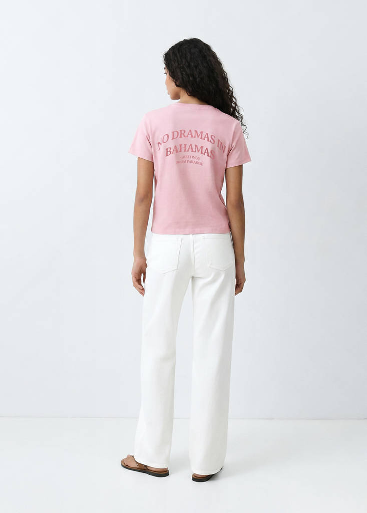 Printed cotton-blend t-shirt — Pastel Pink