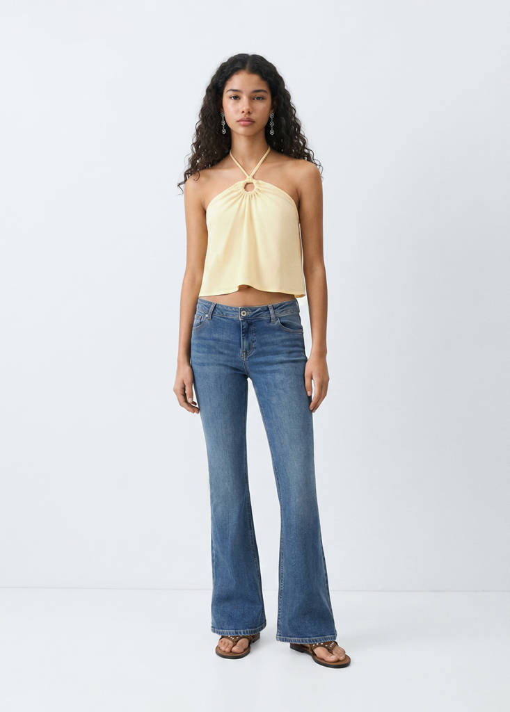 Halter top with ring detail — Pastel Yellow