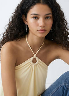 Halter top with ring detail — Pastel Yellow 1