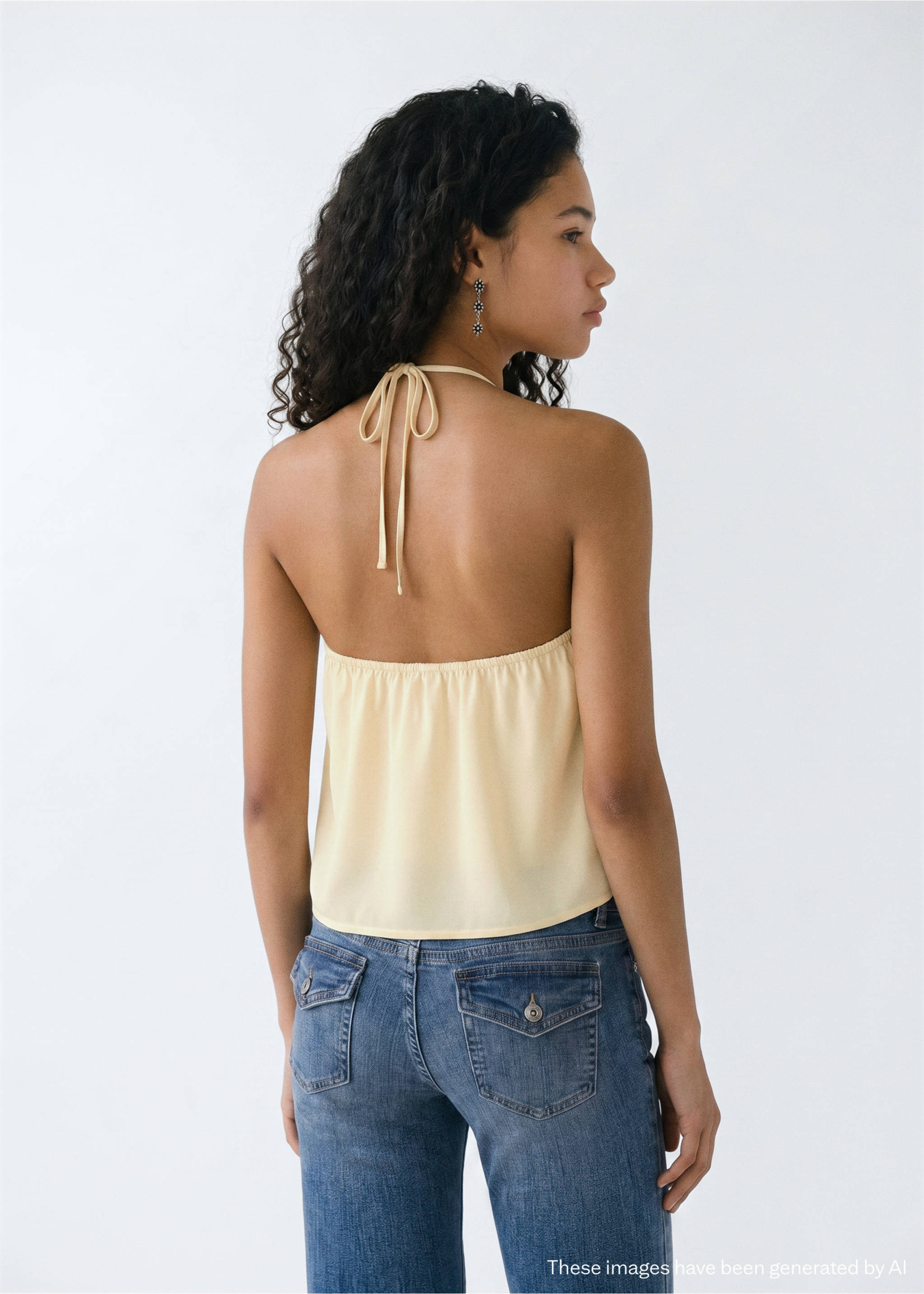 Top halter com detalhe de argola - Verso do artigo, Amarelo-pastel. Ref: 37042533-00.