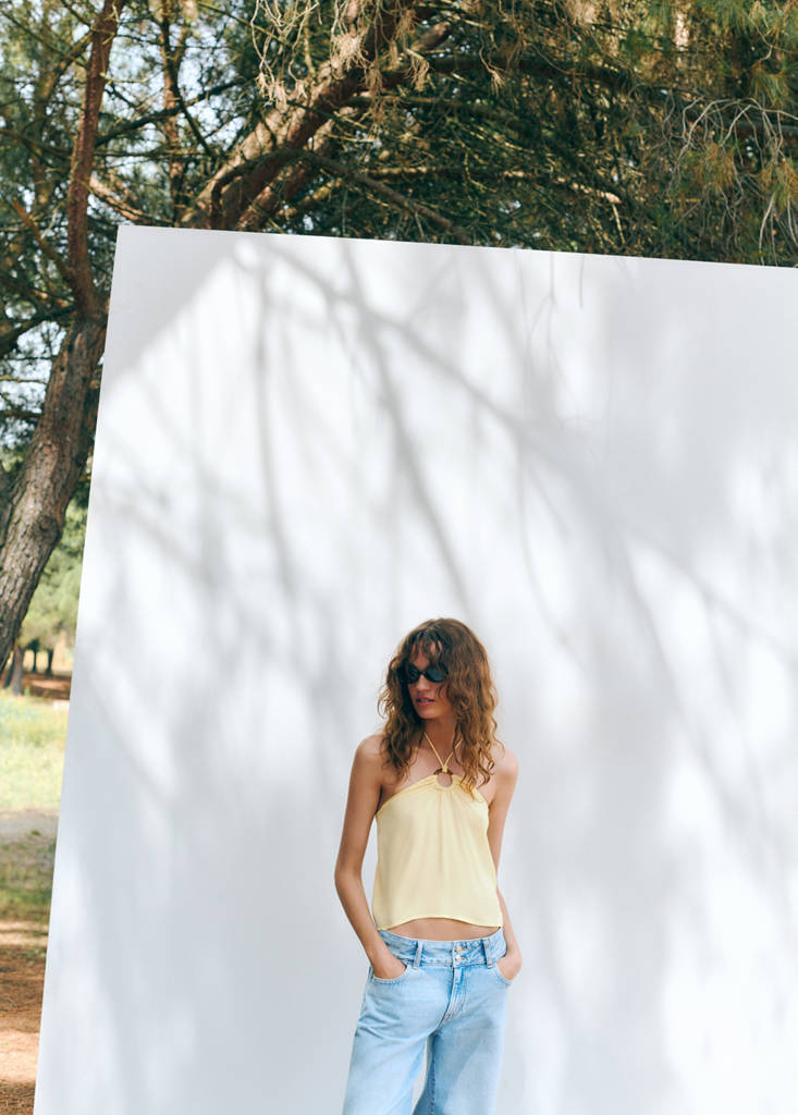 Halter top with ring detail — Pastel Yellow