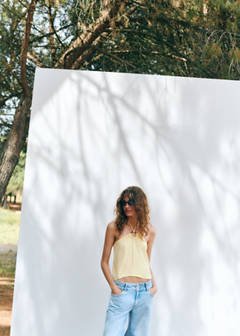 Halter top with ring detail — Pastel Yellow 8