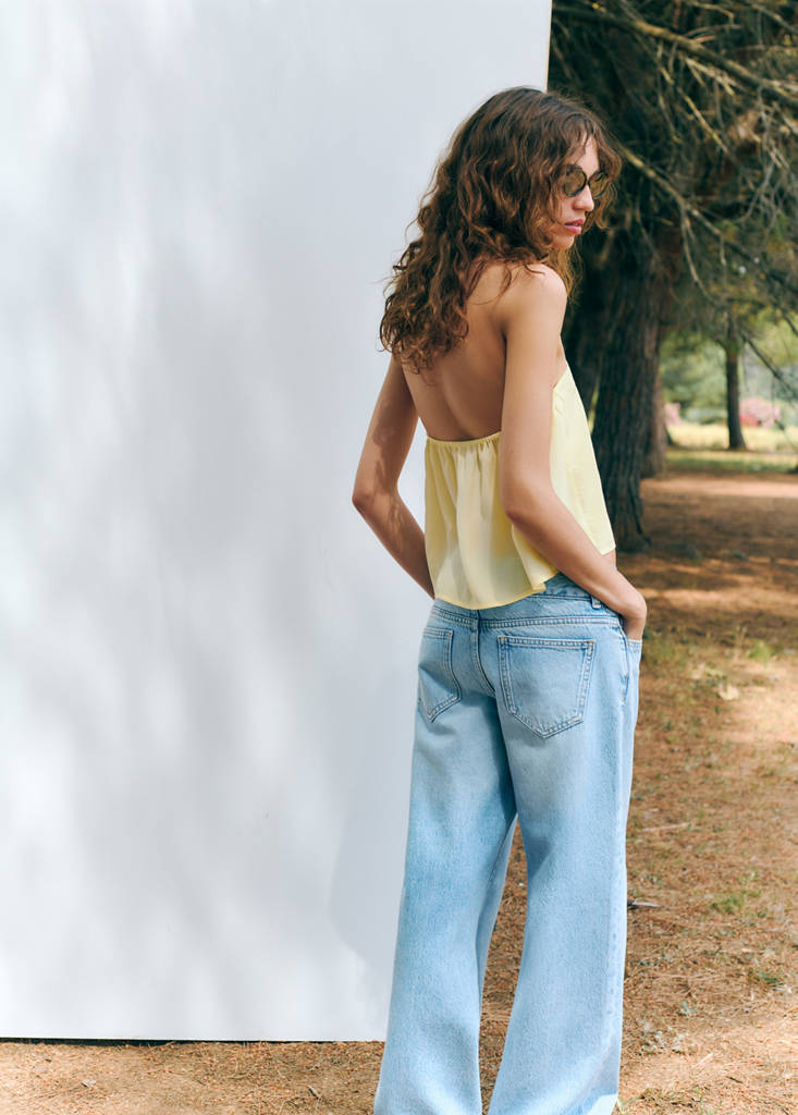 Halter top with ring detail — Pastel Yellow