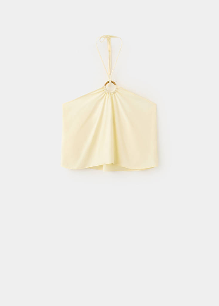 Halter top with ring detail — Pastel Yellow