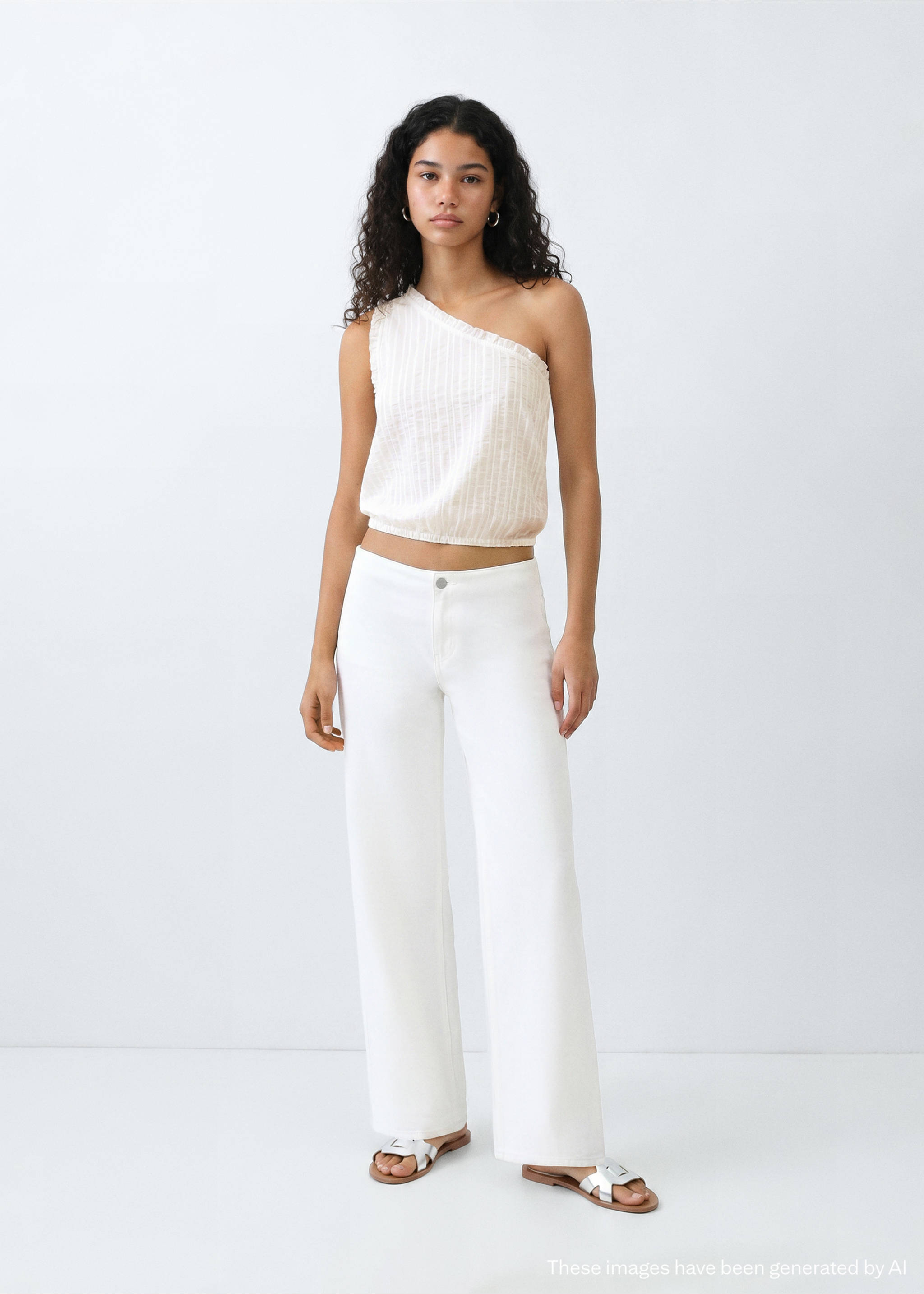Asymmetrical cotton top - General plane, Off White. Ref: 37042535-00.