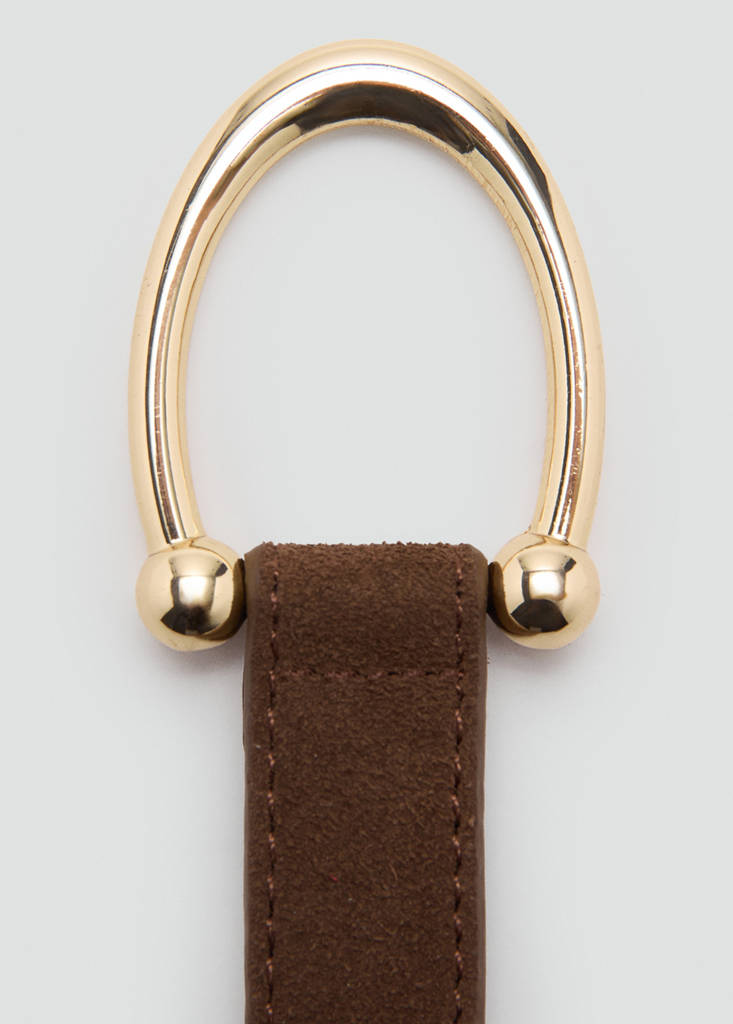 Thin suede leather belt — Brown