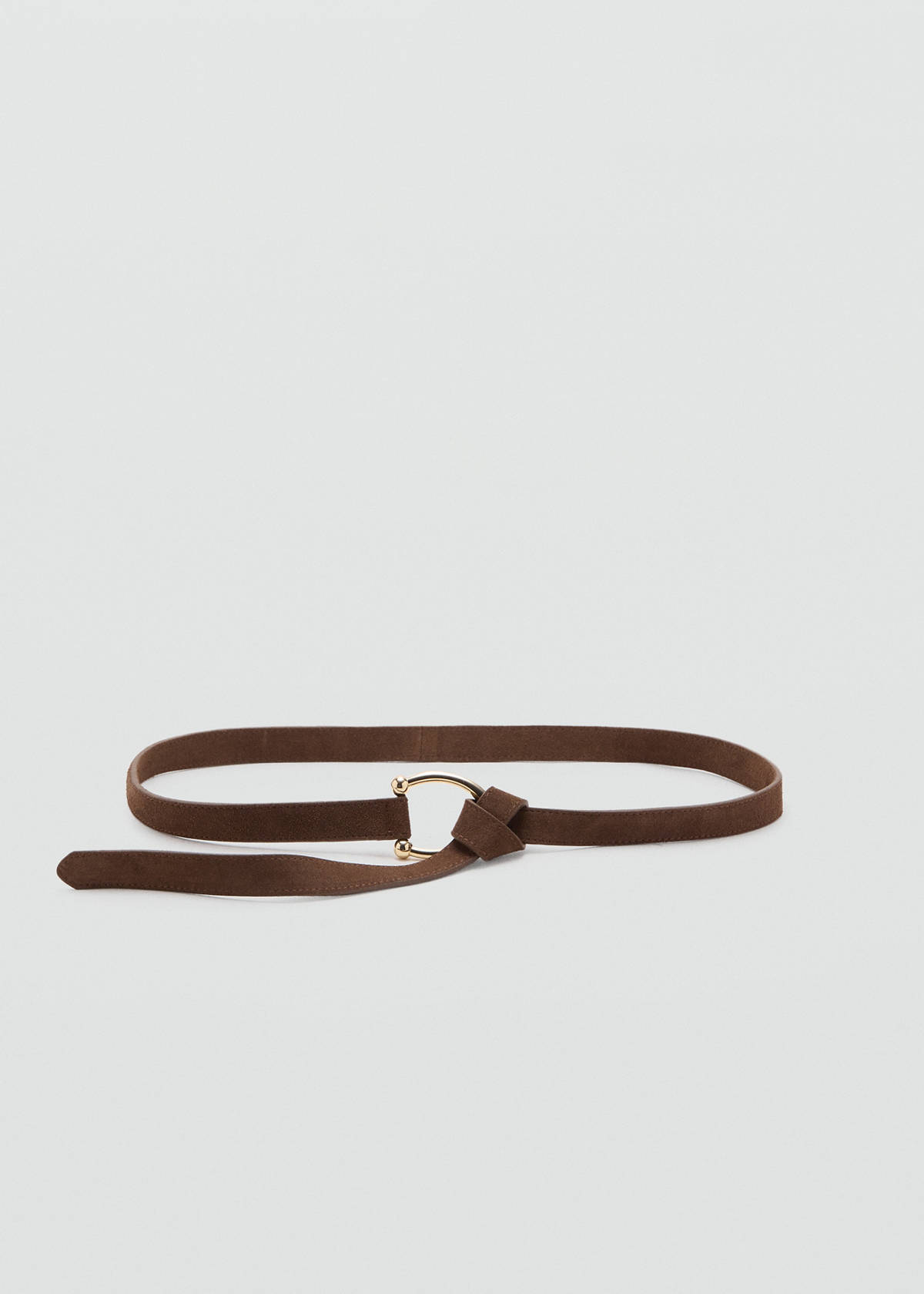 Thin suede leather belt — Brown
