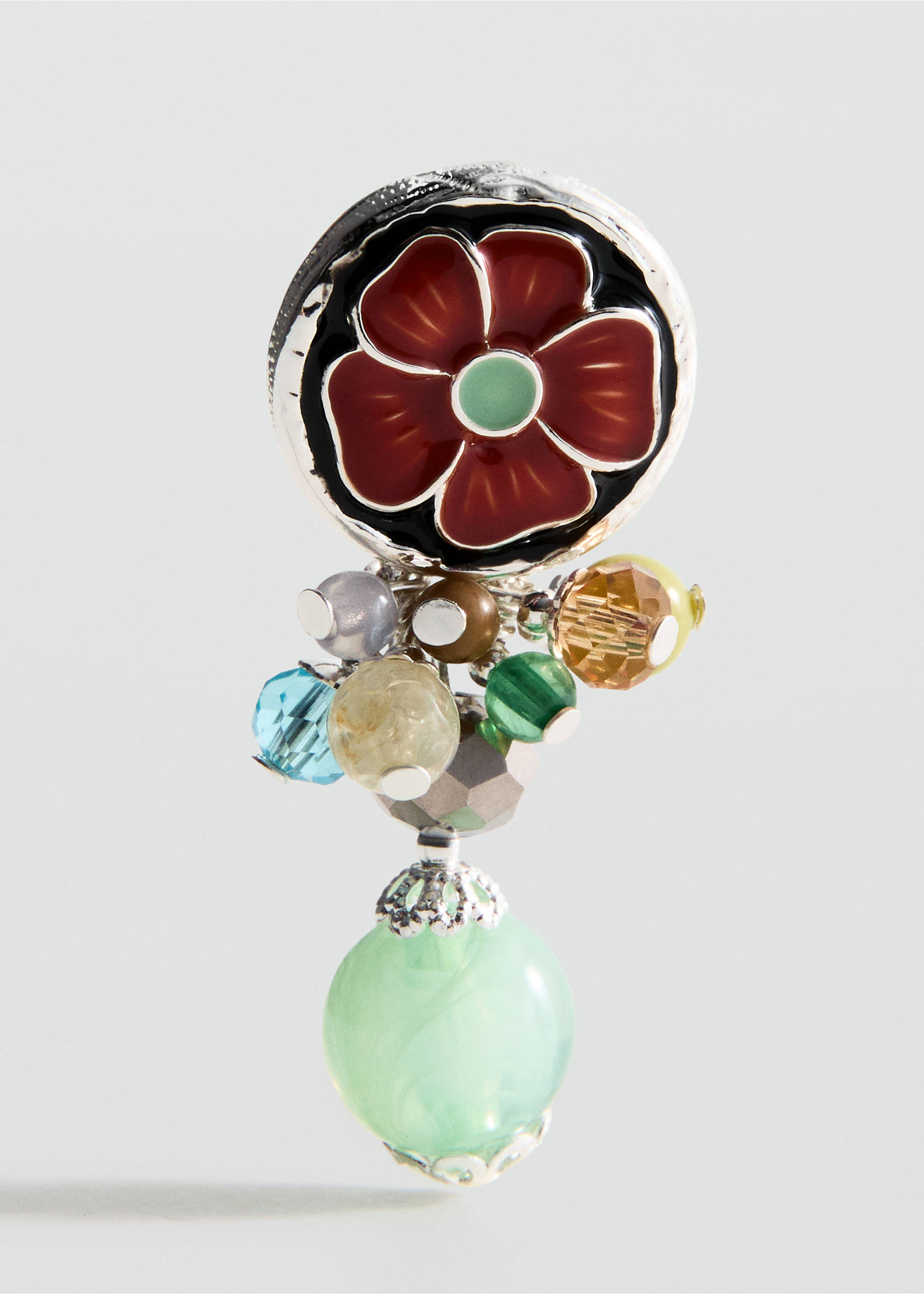 Beaded flower earrings - Details of the article 1, Silver. Ref: 37042544-00.