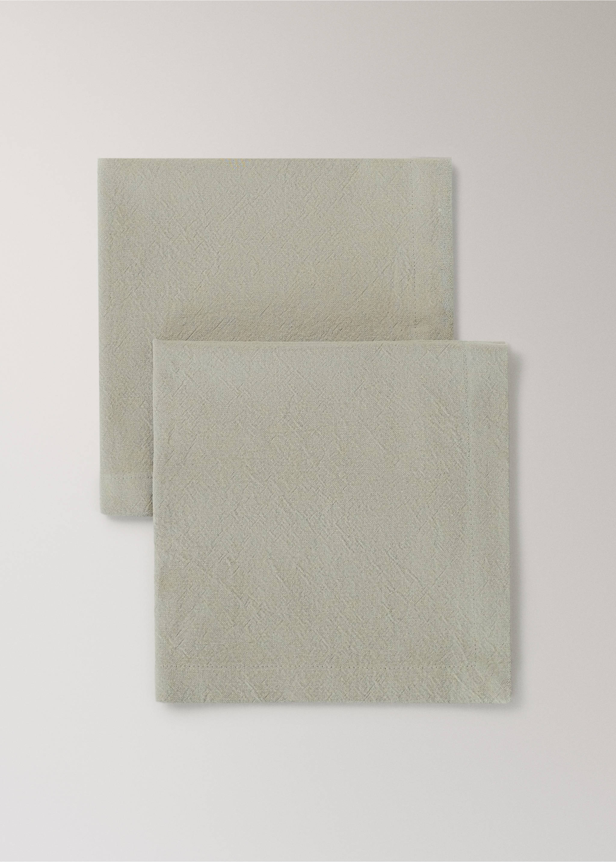 Washed cotton napkins 45 x 45 cm - Details of the article 1, Green. Ref: 37042553-00.